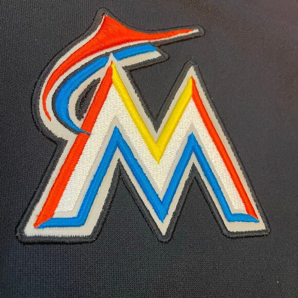 Nike MLB Miami Marlins Full Zip Track Jacket Men’s Large Orange Navy SP13 - Picture 8 of 11